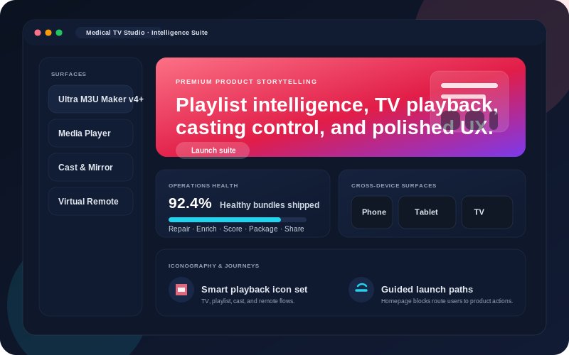 Healthcare product dashboard mockup